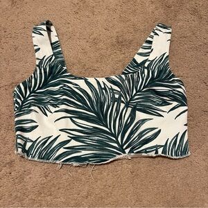 Show Me Your MuMu Mamba Oasis Palm print denim Crop Top size M